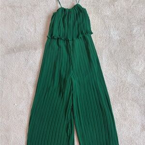 Zara Forest Green Pleated Jumpsuit